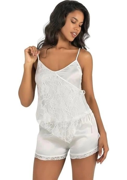 Aria's Closet Ekru Saten Şort Takımı 9204