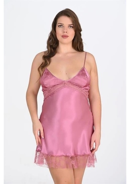 Aria's Closet Büyük Beden Gülkurusu Gecelik