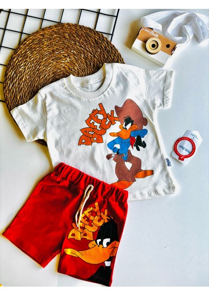 Erkek Çocuk Duffy Duck Baskılı Şortlu Takım