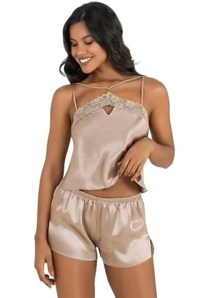 Aria's Closet Taş Saten Şort Takımı
