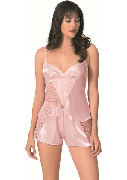 Aria's Closet Somon Saten Babydoll Şort Takımı