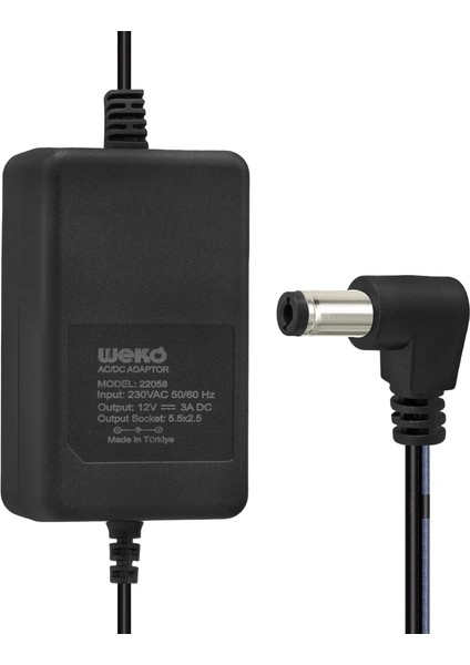 12 Volt - 3 Amper - 5.5*2.5 Uçlu Plastik Kasa Masaüstü Adaptör Yerli Üretim