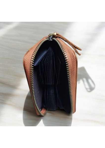 Fermuarlı Akordiyon Crayz Hakiki Deri Kartlık fırsatları