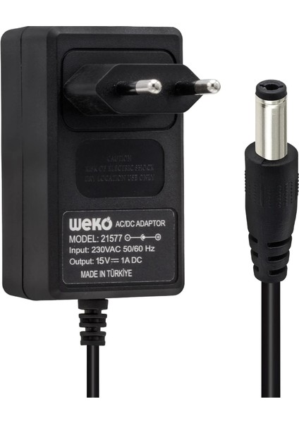 15 Volt - 1 Amper - 15 Watt 5.5*2.5 Uçlu Yerli Üretim Priz Tipi Adaptör