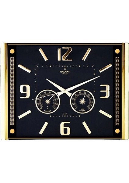 Premium Barometreli Isı - Nem Ölçer Kabartma Rakamlı Duvar Saati 41.5 x 32 cm 707-A-1