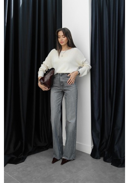 Koyu Gri Yıkamalı Straight Jean