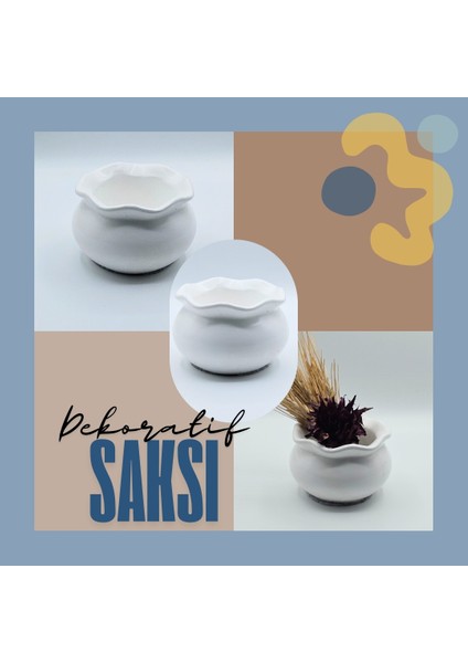 Luna Dekoratif Mumluk & Saksı | El Yapımı Obje | Çok Amaçlı Kullanım | Tekli | Sukulent Saksısı