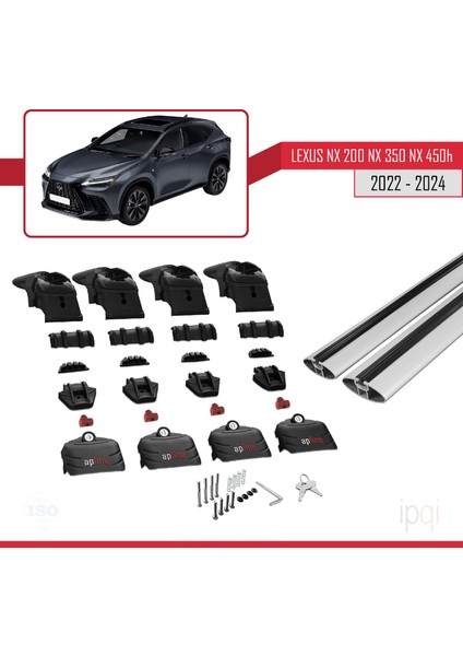 Lexus Nx 200 Nx 350 Nx 450H 2022-2024 Arası ile Uyumlu Ace-2 Model Ara Atkı Tavan Barı Gri 2 Adet