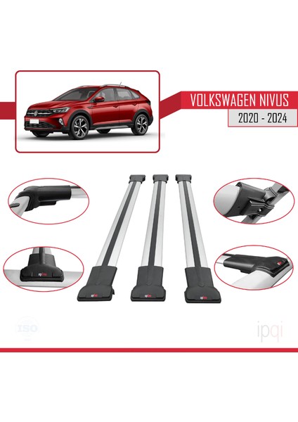 Vw Nivus 2020-2024 Arası ile Uyumlu Fly Model Ara Atkı Tavan Barı Gri 3 Adet fırsatları