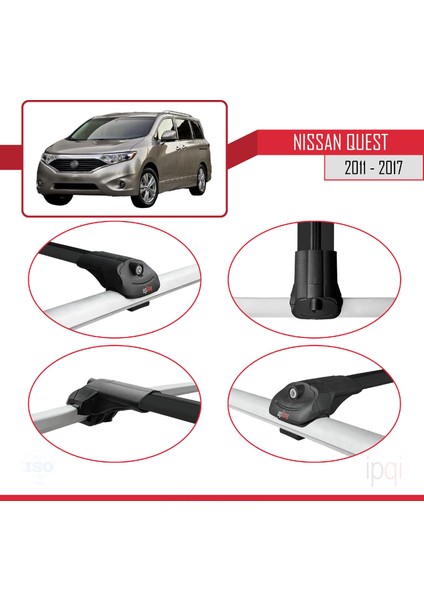 Nissan Quest 2011-2017 Arası ile Uyumlu Ace-1 Ara Atkı Tavan Barı Siyah 3 Adet fırsatları