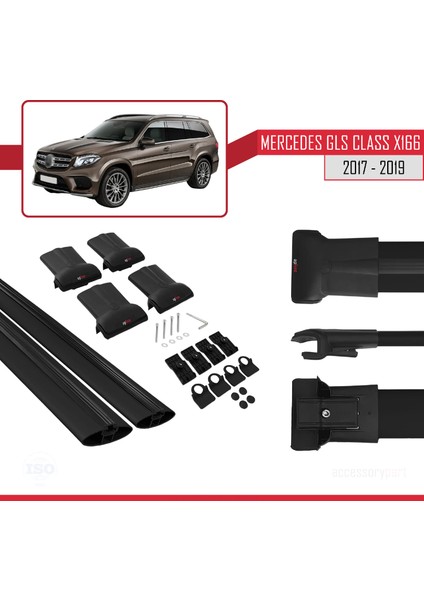 Mercedes Gls Class X166 2017-2019 Arası ile Uyumlu Fly Model Ara Atkı Tavan Barı Siyah 2 Adet indirimleri