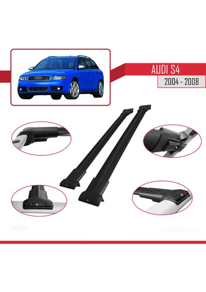 Audi S4 2004-2008 Arası ile Uyumlu Fly Model Ara Atkı Tavan Barı Siyah 2 Adet modelleri