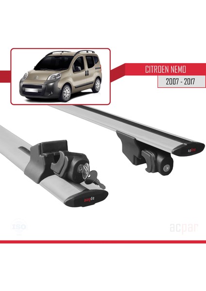 Citroen Nemo 3 (225) 2007-2017 Arası ile Uyumlu Hook Model Ara Atkı Tavan Barı Gri 2 Adet