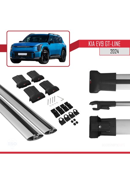Kıa Ev9 Gt-Lıne 2024 ve Sonrası ile Uyumlu Fly Model Ara Atkı Tavan Barı Gri 2 Adet indirimleri