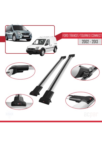Ford Transit/tourneo Connect 2002-2013 Arası ile Uyumlu Fly Model Ara Atkı Tavan Barı Gri 2 Adet