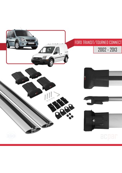 Ford Transit/tourneo Connect 2002-2013 Arası ile Uyumlu Fly Model Ara Atkı Tavan Barı Gri 2 Adet