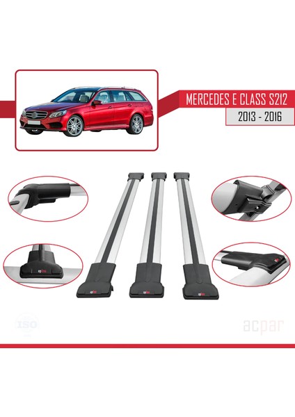 Mercedes E Class S212 2013-2016 Arası ile Uyumlu Fly Model Ara Atkı Tavan Barı Gri 3 Adet fırsatları