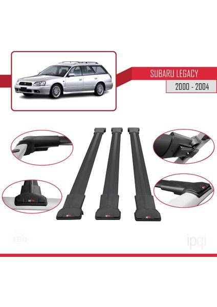 Subaru Legacy 3 (Be) 2000-2004 Arası ile Uyumlu Fly Model Ara Atkı Tavan Barı Siyah 3 Adet fırsatları