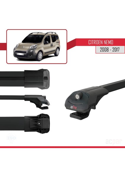 Citroen Nemo 3 (225) 2008-2017 Arası ile Uyumlu Ace-1 Ara Atkı Tavan Barı Siyah 2 Adet modelleri