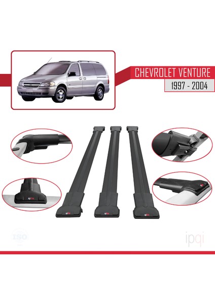 Chevrolet Venture 1997-2004 Arası ile Uyumlu Fly Model Ara Atkı Tavan Barı Siyah 3 Adet fırsatları