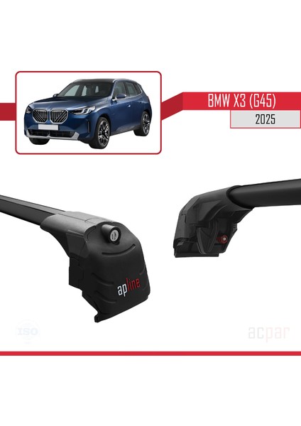 Bmw X3 (G45) 2025 ve Sonrası ile Uyumlu Ace-2 Model Ara Atkı Tavan Barı Siyah 2 Adet modelleri