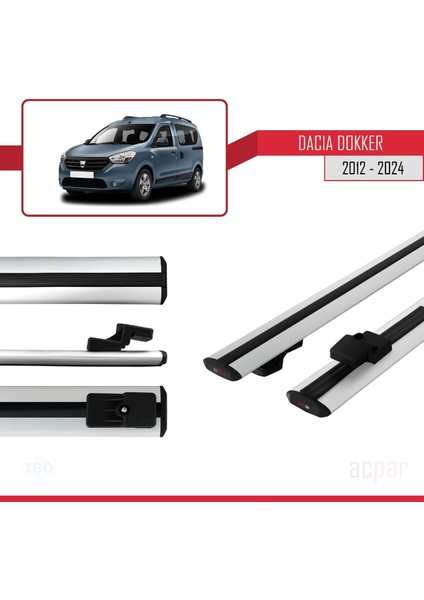 Dacia Dokker (K67) 2012-2024 Arası ile Uyumlu Basıc Model Ara Atkı Tavan Barı Gri 2 Adet