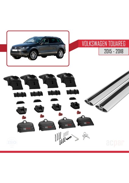 Vw Touareg 2015-2018 Arası ile Uyumlu Ace-2 Model Ara Atkı Tavan Barı Gri 2 Adet