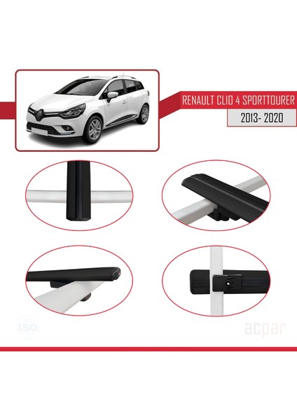 Renault Clio 4 St 2013-2020 Arası ile Uyumlu Basıc Model Ara Atkı Tavan Barı Siyah 3 Adet