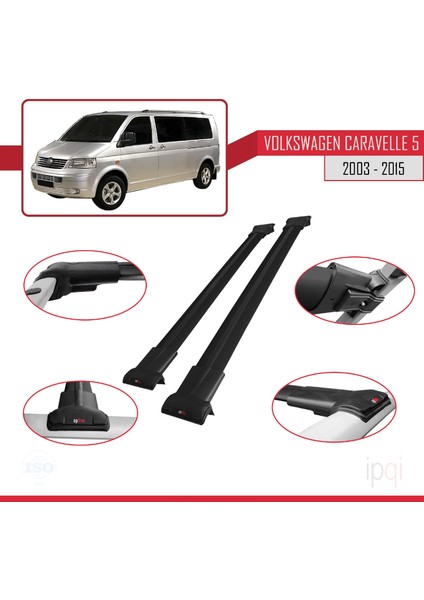 Volkswagen T5 Caravelle 2003-2015 Arası ile Uyumlu Fly Model Ara Atkı Tavan Barı Siyah 2 Adet modelleri