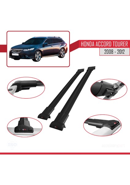 Honda Accord Tourer 2008-2012 Arası ile Uyumlu Fly Model Ara Atkı Tavan Barı Siyah 2 Adet modelleri