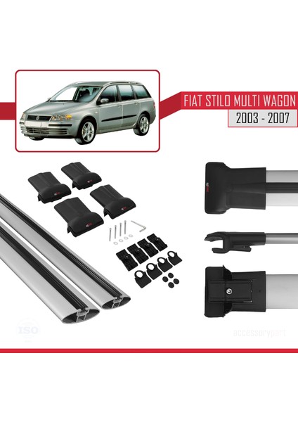 Fiat Stilo Multi Wagon 2003-2007 Arası ile Uyumlu Fly Model Ara Atkı Tavan Barı Gri 2 Adet indirimleri