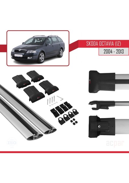 Skoda Octavia 2 (1z) 2004-2013 Arası ile Uyumlu Fly Model Ara Atkı Tavan Barı Gri 2 Adet indirimleri
