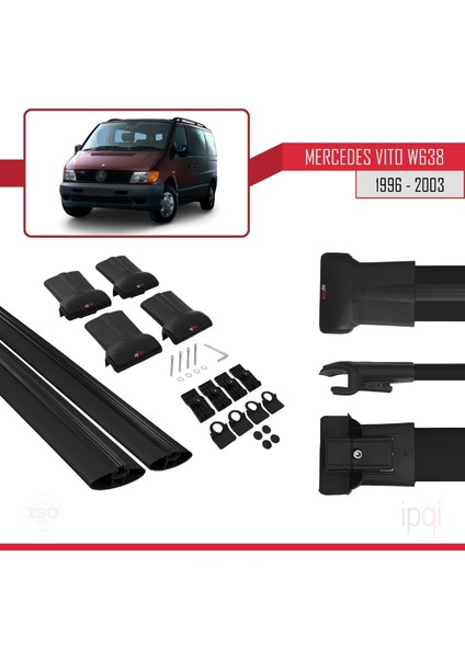 Mercedes Vito (W638) 1996-2003 Arası ile Uyumlu Fly Model Ara Atkı Tavan Barı Siyah 2 Adet indirimleri