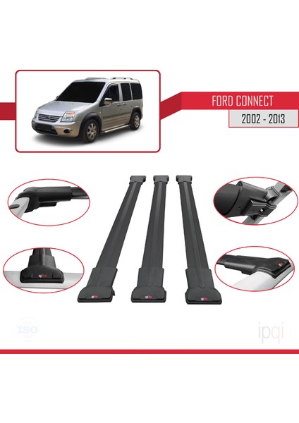 Ford Transit/tourneo Connect 2002-2013 Arası ile Uyumlu Fly Model Ara Atkı Tavan Barı Siyah 3 Adet fırsatları