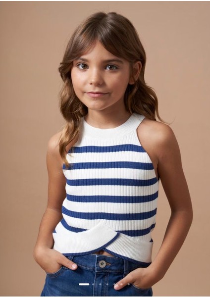 Kız Halter Yaka Örme Bluz 6023