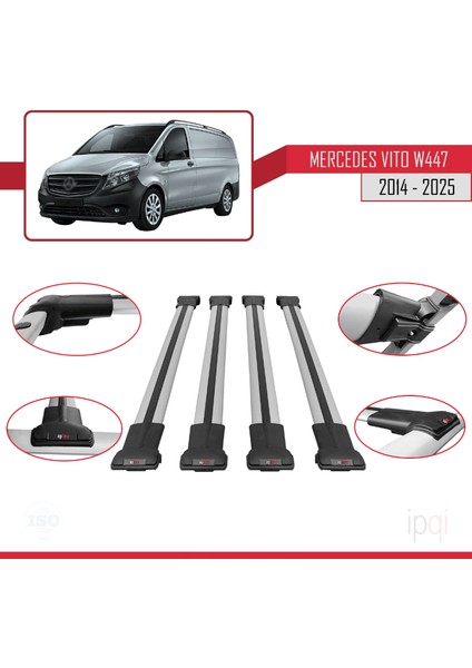 Mercedes Vito 3 (W447) 2014 ve Sonrası ile Uyumlu Fly Model Ara Atkı Tavan Barı Gri 4 Adet fırsatları