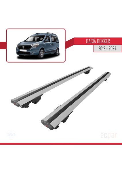 Dacia Dokker (K67) 2012-2024 Arası ile Uyumlu Hook Model Ara Atkı Tavan Barı Gri 2 Adet