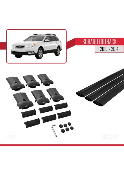 Subaru Outback 2010-2014 Arası ile Uyumlu Fly Model Ara Atkı Tavan Barı Siyah 3 Adet indirimleri