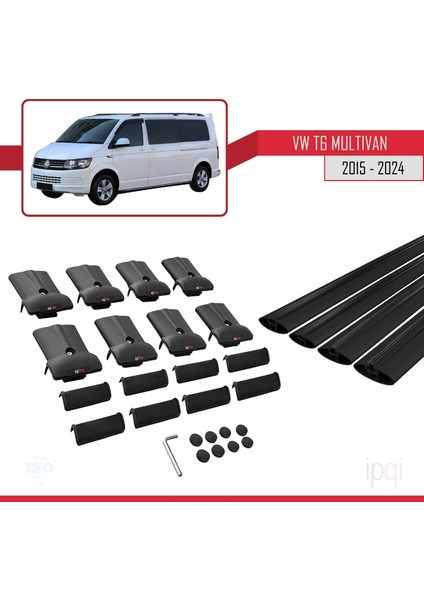 Volkswagen T6 Multivan 2015-2024 Arası ile Uyumlu Fly Model Ara Atkı Tavan Barı Siyah 4 Adet indirimleri