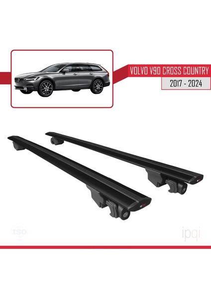 Volvo V90 Cross Country 2017-2024 Arası ile Uyumlu Hook Model Ara Atkı Tavan Barı Siyah 2 Adet fırsatları