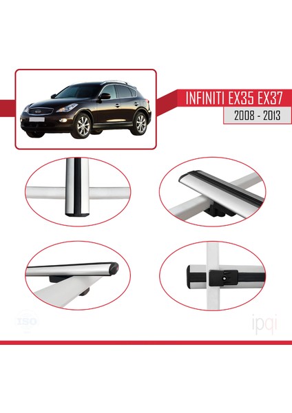 Infiniti EX35 EX37 2008-2013 Arası ile Uyumlu Basıc Model Ara Atkı Tavan Barı Gri 2 Adet fırsatları