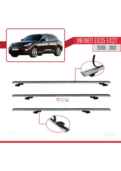 Infiniti EX35 EX37 2008-2013 Arası ile Uyumlu Basıc Model Ara Atkı Tavan Barı Gri 2 Adet indirimleri