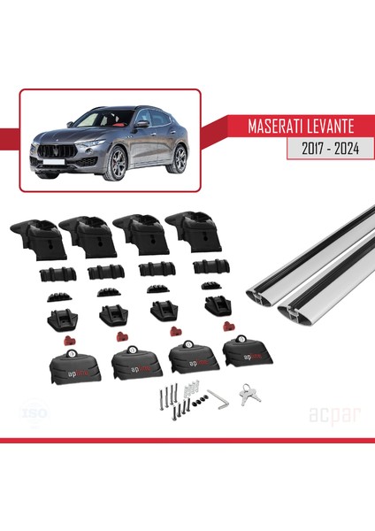 Maserati Levante 2017-2024 Arası ile Uyumlu Ace-2 Model Ara Atkı Tavan Barı Gri 2 Adet