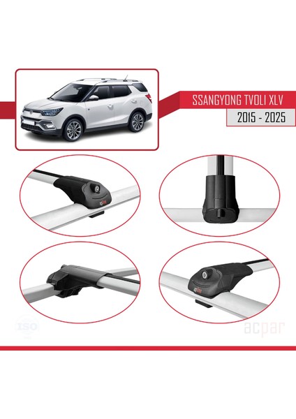 Ssangyong Tivoli Xlv 2015 ve Sonrası ile Uyumlu Ace-1 Ara Atkı Tavan Barı Gri 2 Adet