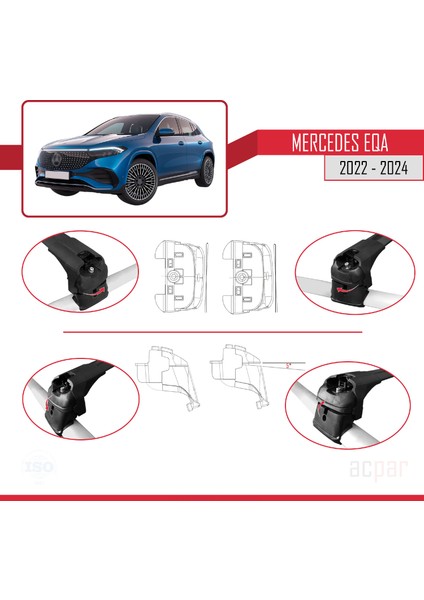 Mercedes Eqa 2022-2024 Arası ile Uyumlu Ace-2 Model Ara Atkı Tavan Barı Siyah 2 Adet fırsatları