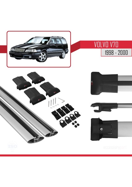 Volvo V70 1998-2000 Arası ile Uyumlu Fly Model Ara Atkı Tavan Barı Gri 2 Adet indirimleri