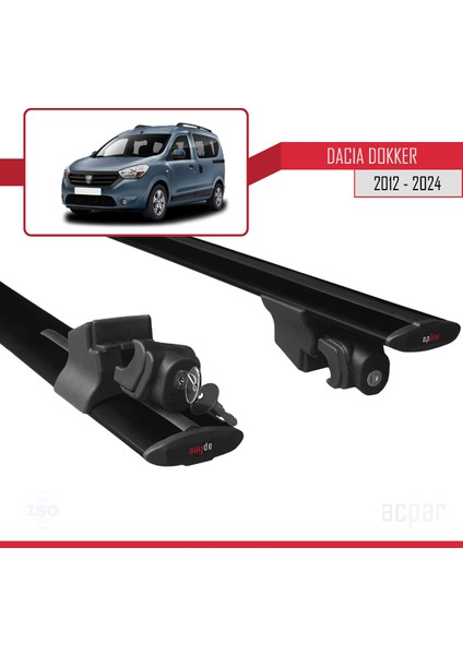 Dacia Dokker (K67) 2012-2024 Arası ile Uyumlu Hook Model Ara Atkı Tavan Barı Siyah 2 Adet