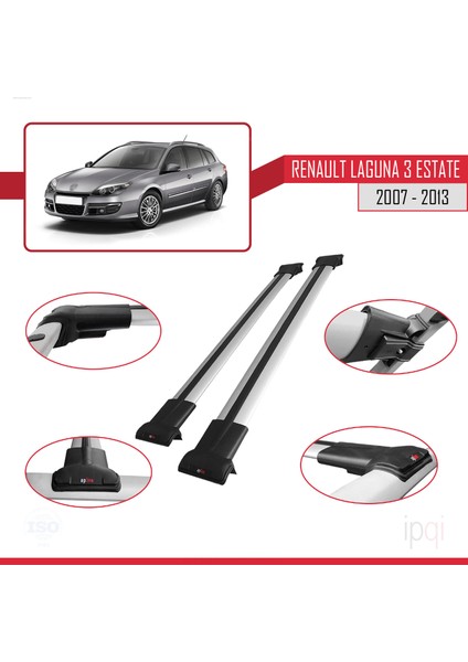 Renault Laguna 3 Estate 2007-2013 Arası ile Uyumlu Fly Model Ara Atkı Tavan Barı Gri 2 Adet modelleri