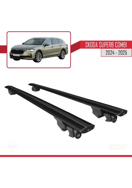 Skoda Superb Combi 2024 ve Sonrası ile Uyumlu Hook Model Ara Atkı Tavan Barı Siyah 2 Adet