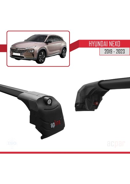 Hyundai Nexo 2019-2023 Arası ile Uyumlu Ace-2 Model Ara Atkı Tavan Barı Siyah 2 Adet